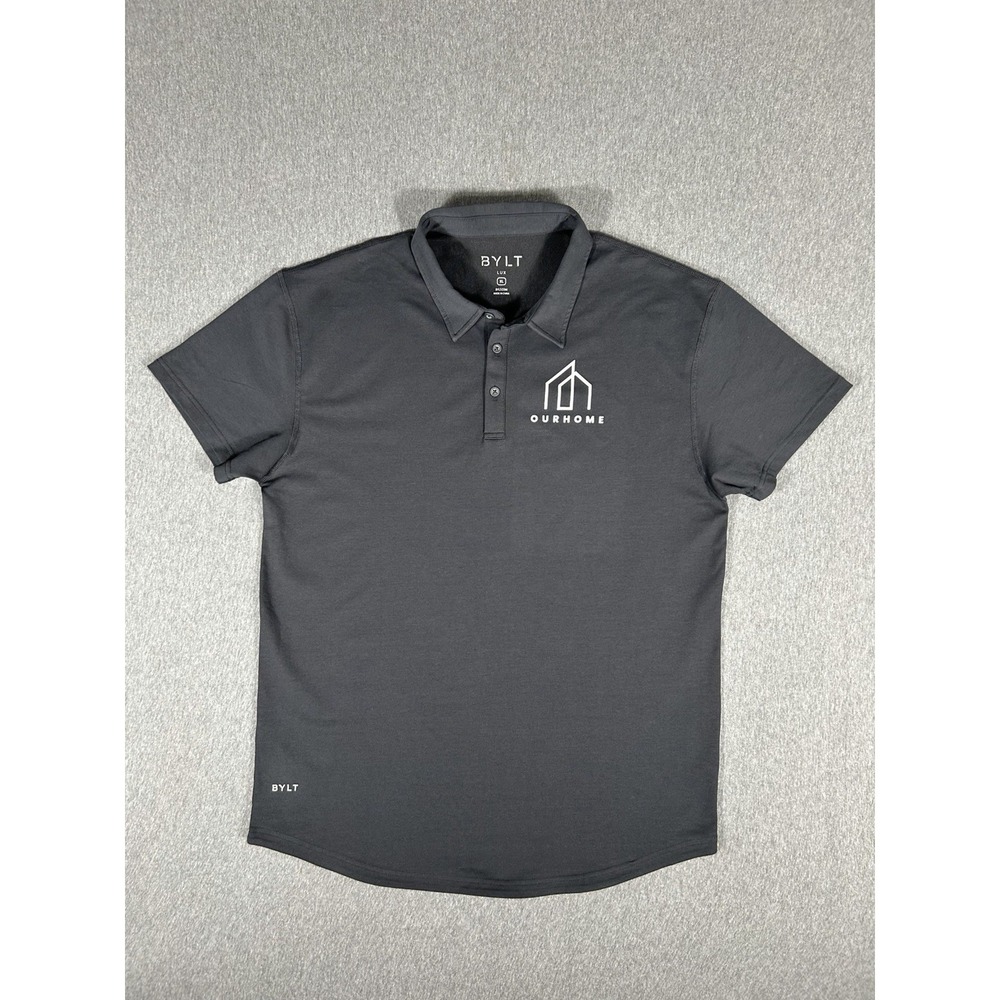 BYLT Lux Mens Black Polo Shirt OurHome Logo Premium Basics XL